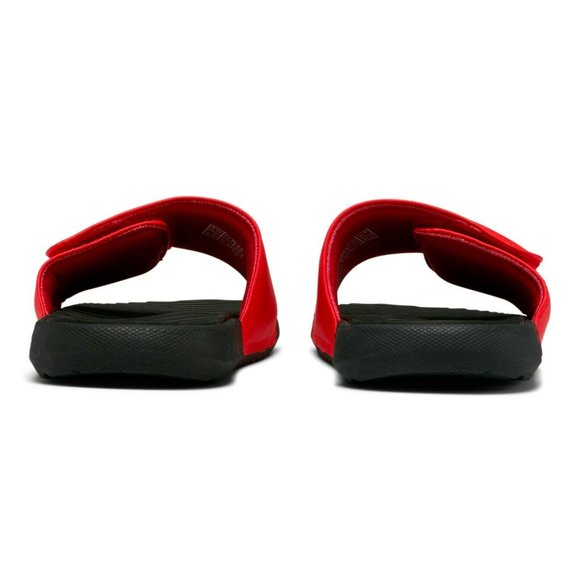 PUMA Men\'s Cool Cat V Unisex Slides. Puma Black-Hi.Risk Red-P Black.Size 10~11